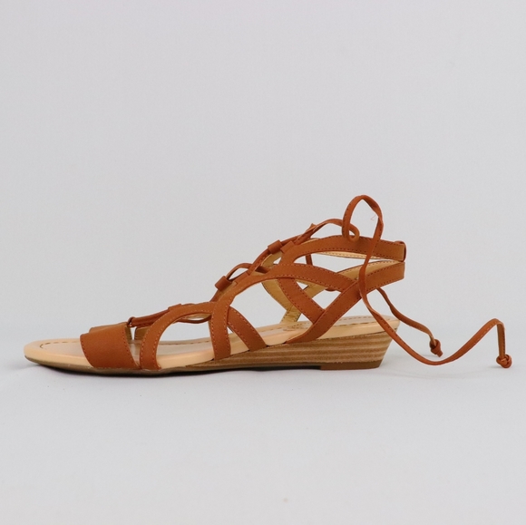 crown & ivy Shoes Crown Ivy New Marich Tan Leather Wedge Sandals